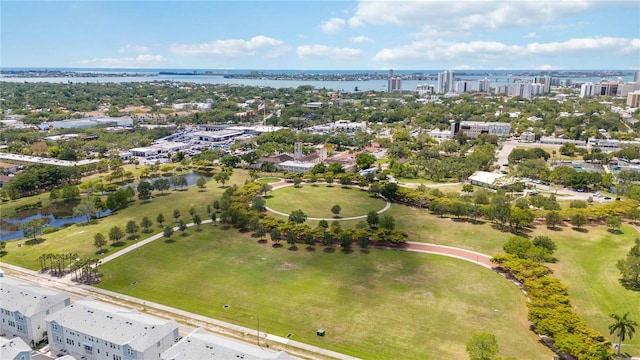 bird's eye view featuring a water view