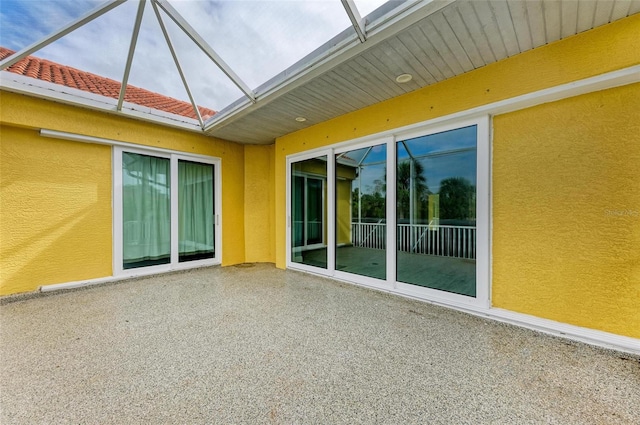 exterior space featuring a skylight