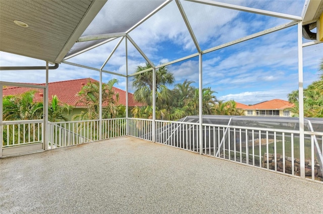 view of patio with a lanai