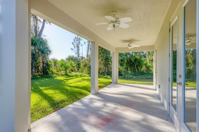 view of patio with ceiling fan