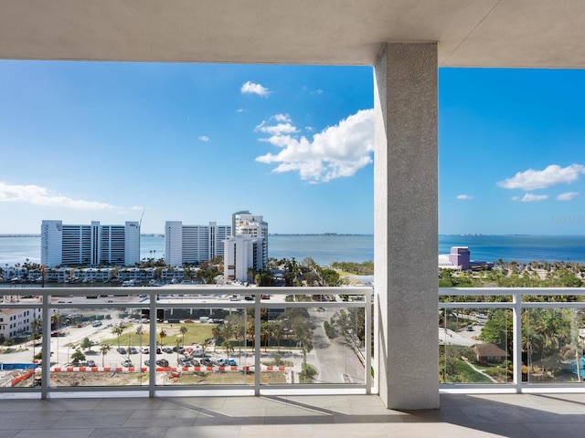 balcony with a water view