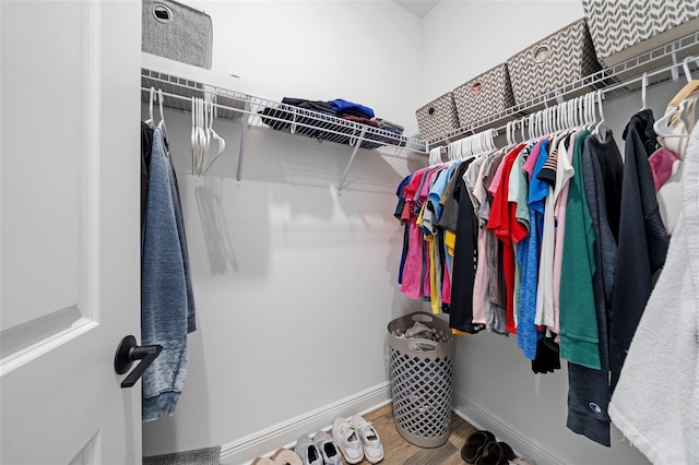 spacious closet with wood-type flooring