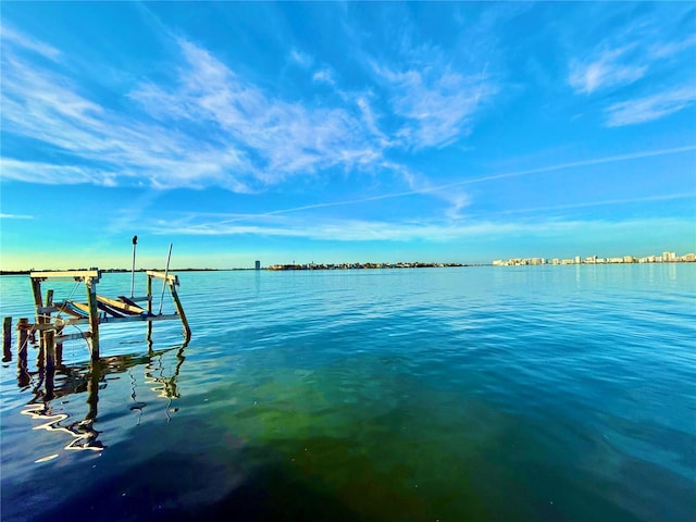 dock area featuring a water view