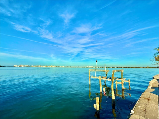 view of dock featuring a water view