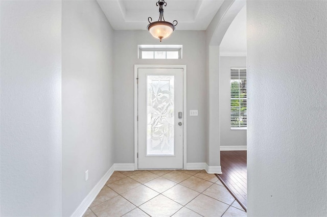 entrance foyer with light hardwood / wood-style floors