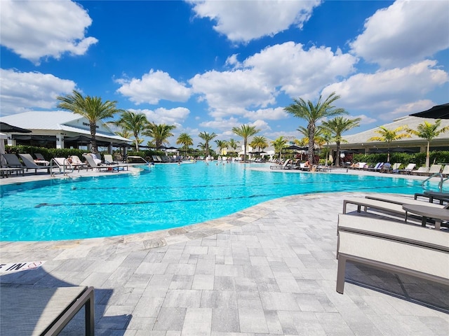 view of pool featuring a patio area