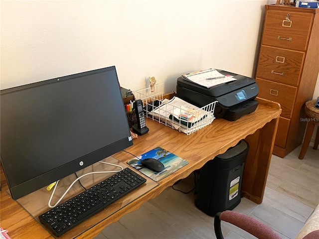 office space featuring light wood-type flooring