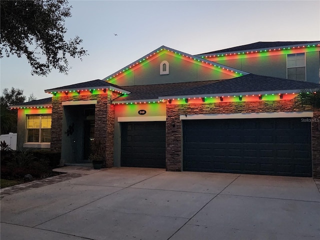 view of front of property featuring a garage