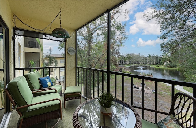 balcony with a water view