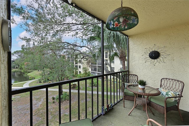 balcony with a water view