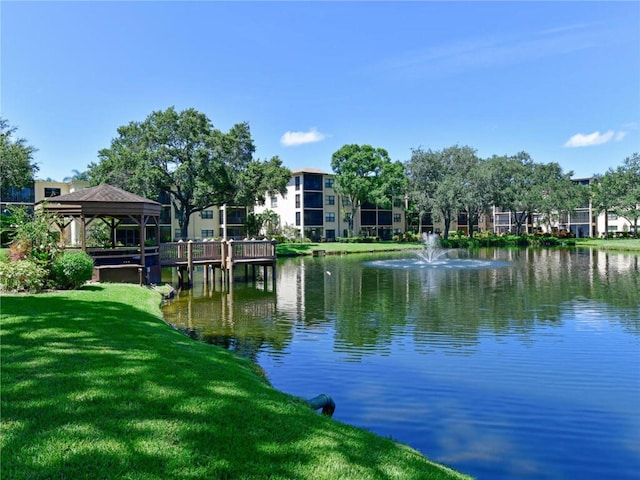 water view featuring a gazebo