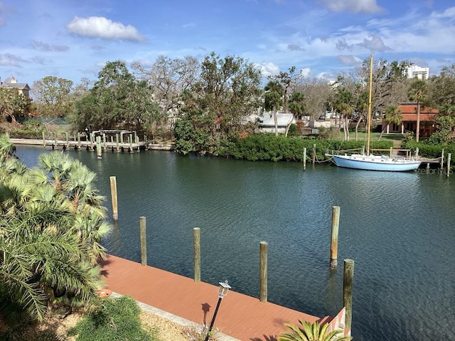 view of dock featuring a water view