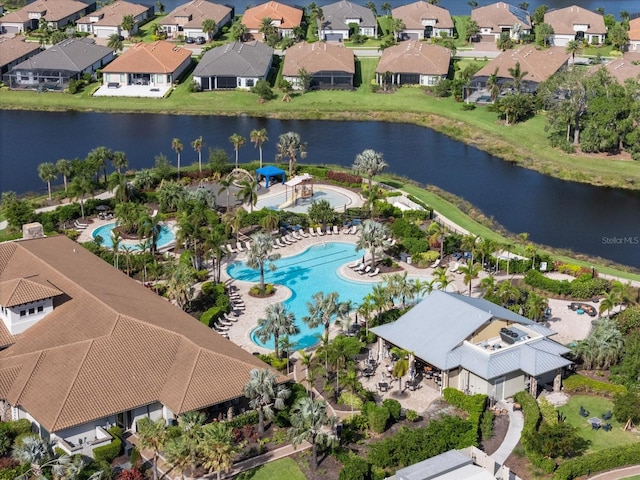 bird's eye view featuring a water view