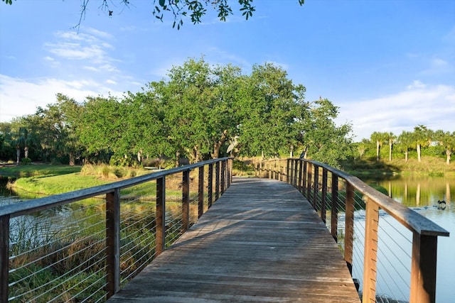 view of dock featuring a water view