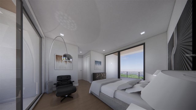 bedroom with wood-type flooring