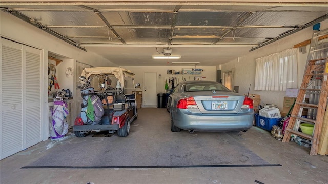 garage with a garage door opener