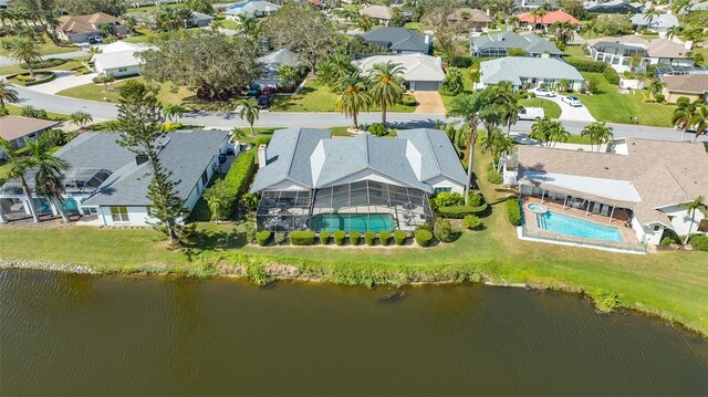 bird's eye view featuring a water view