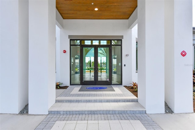 entrance to property featuring french doors