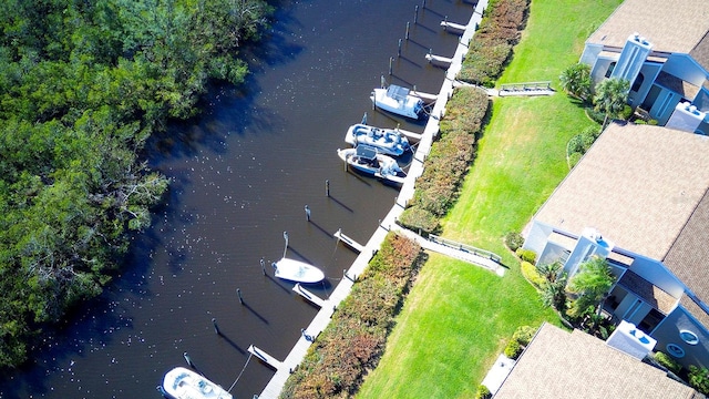 bird's eye view featuring a water view