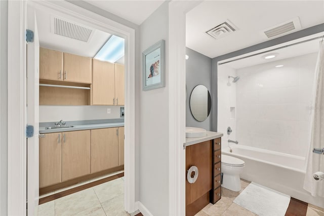 1990 Main St Unit 15, Sarasota, FL 34236 - full bathroom with vanity, toilet, tile patterned floors, and shower / bath combination with curtain