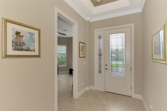 entryway with crown molding