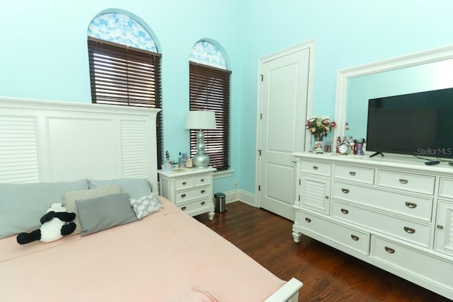 bedroom featuring dark hardwood / wood-style flooring