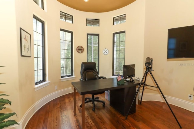 office area featuring hardwood / wood-style floors and plenty of natural light