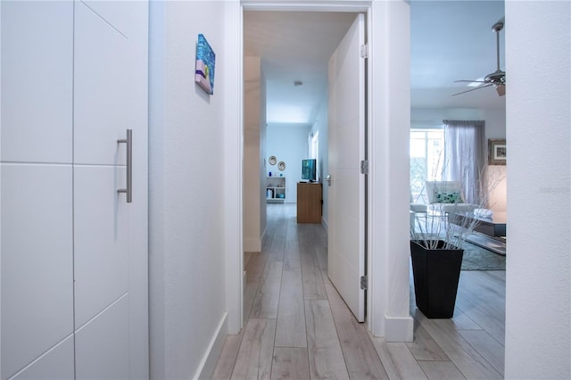 hallway with light wood-type flooring