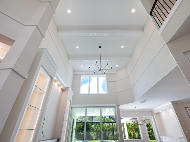 interior space with a chandelier