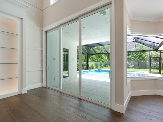 doorway featuring hardwood / wood-style floors