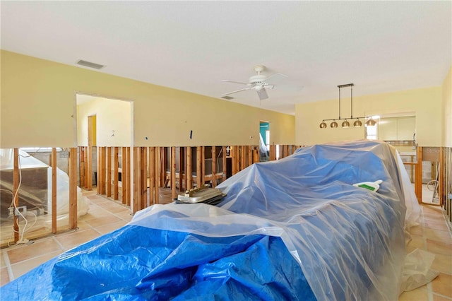 garage with ceiling fan