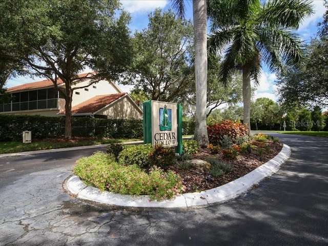 view of community sign