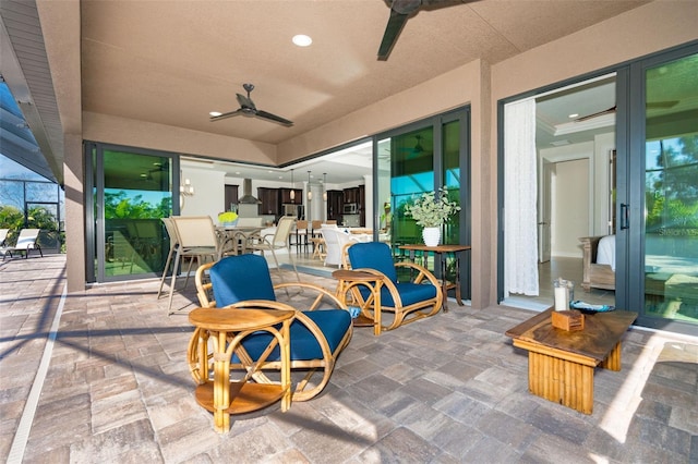 view of patio with ceiling fan