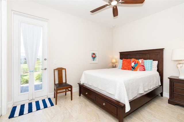 bedroom featuring ceiling fan