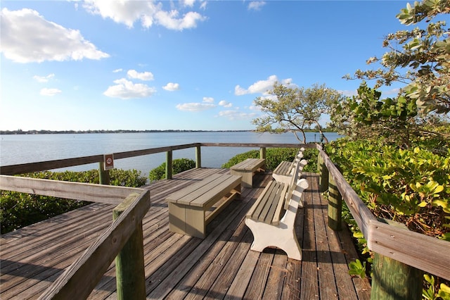 dock area featuring a water view