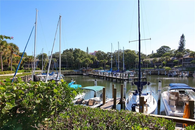 view of dock featuring a water view