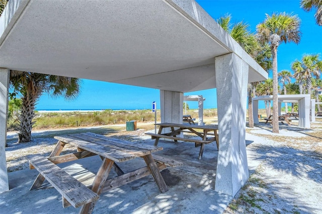 view of patio / terrace featuring a water view