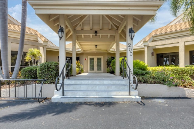 property entrance with french doors