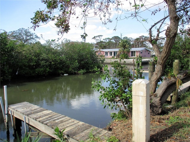 view of dock featuring a water view