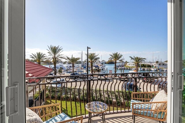 balcony with a water view