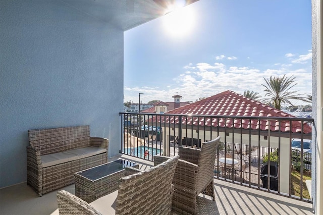 balcony featuring an outdoor living space