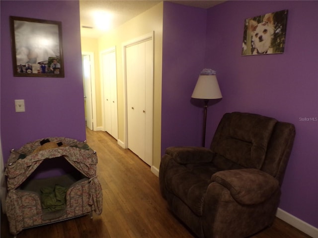 living area featuring wood-type flooring