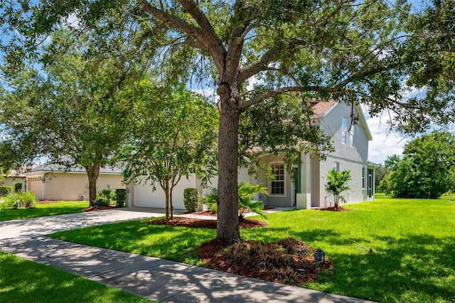 view of front of home with a front lawn