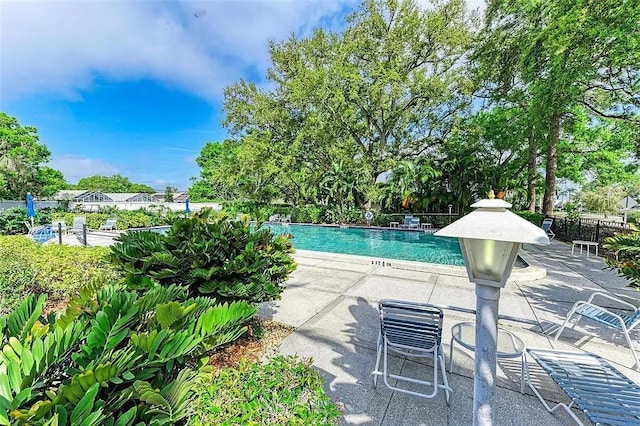 view of swimming pool featuring a patio