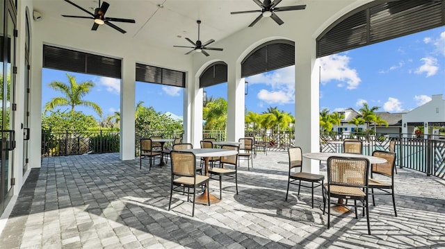 view of patio with ceiling fan