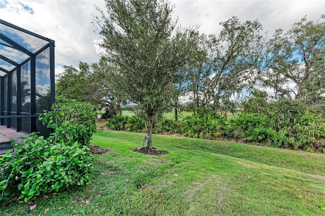 view of yard featuring a lanai