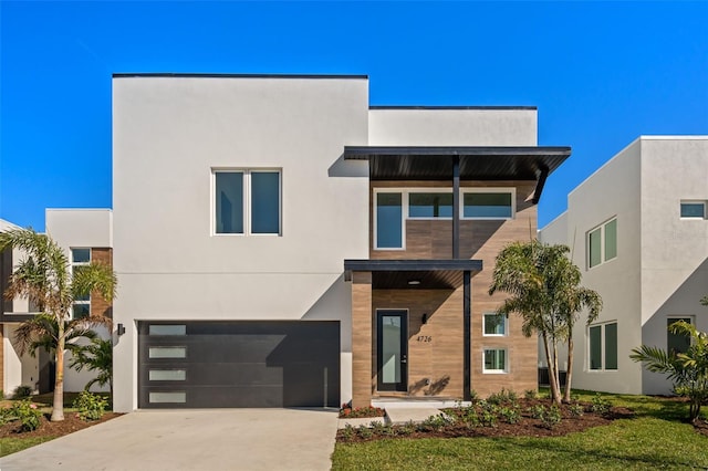 contemporary home with a garage