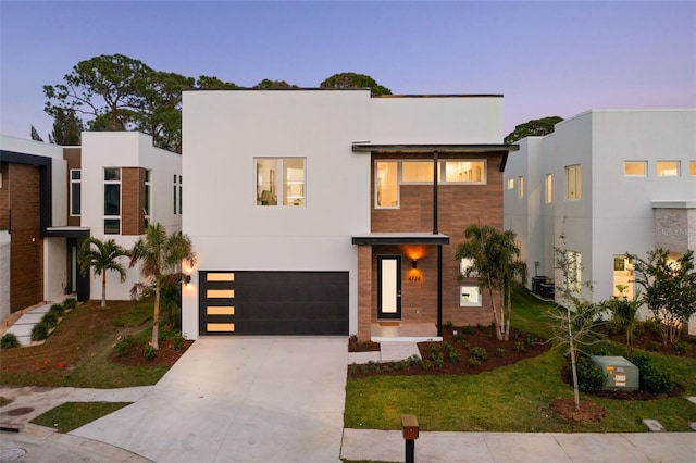 contemporary home featuring a garage