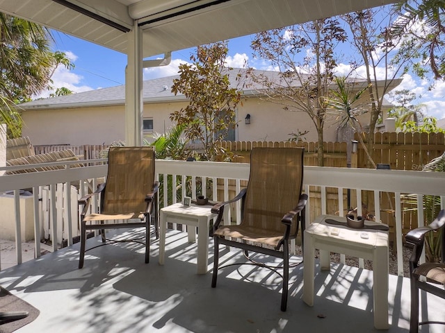 deck with a patio