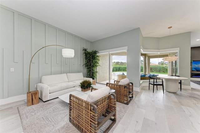 living room featuring light hardwood / wood-style flooring